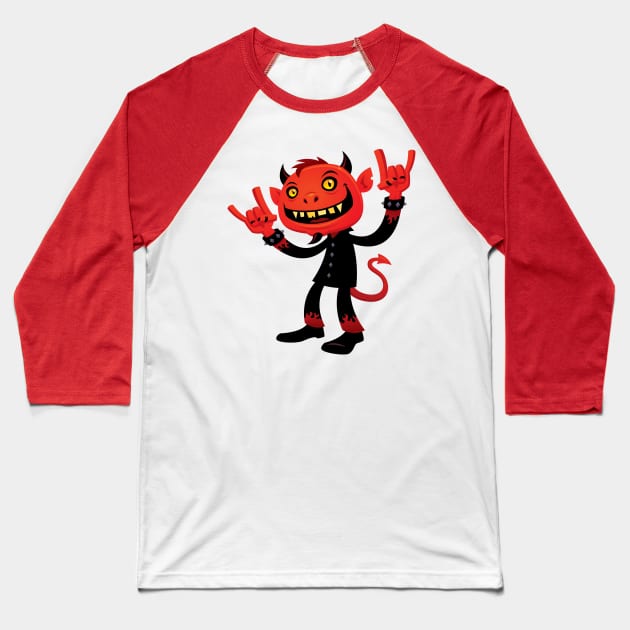 Heavy Metal Devil Baseball T-Shirt by fizzgig